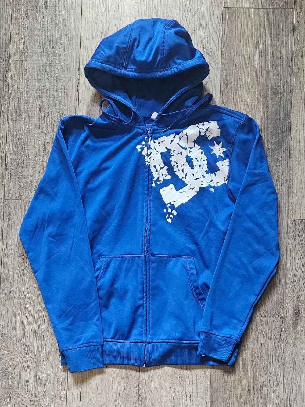 DC Full-Zip Fleece Hoodie Men's Medium Blue Shattered Logo